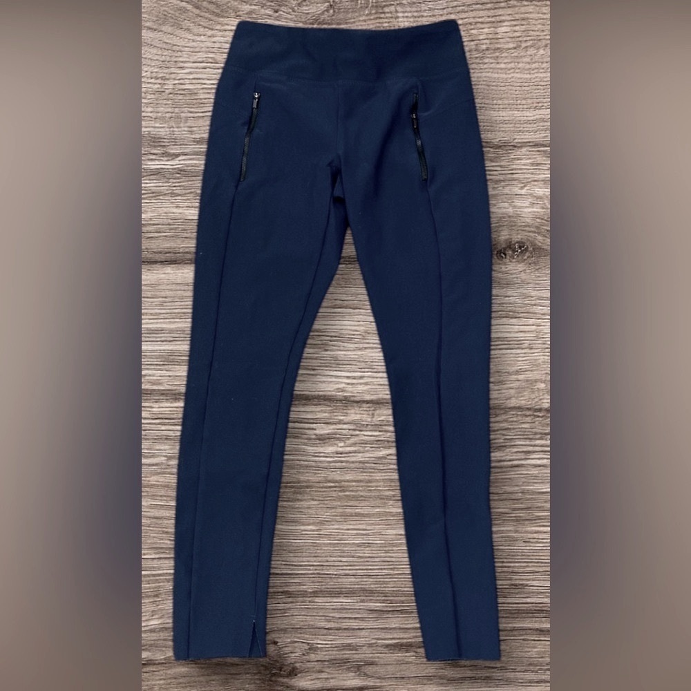 Athleta Stella Tight Leggings Navy Blue Zip Pockets Sz Small Ankle Stretch Pant - Picture 3 of 13